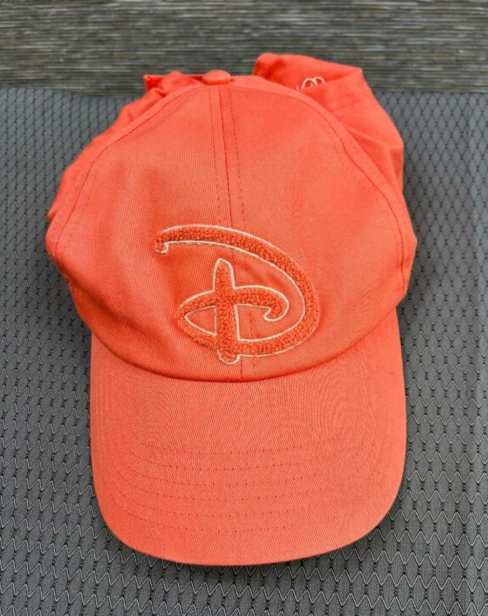 Disney Parks Coral Orange Disney Hat Embroidered D
